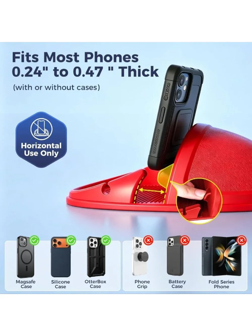 Universal Car Phone Holder & Mount - Silicone Dashboard Pad for iPhone, Samsung
